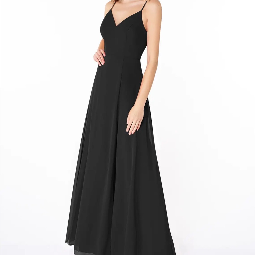 Worn once! Azazie Lena Bridesmaid Elegant Black Dresss